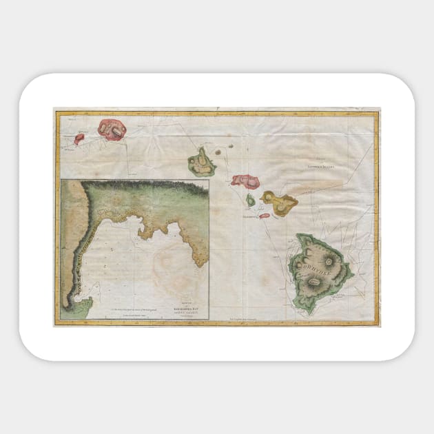 Vintage Map of Hawaii (1785) Sticker by Bravuramedia